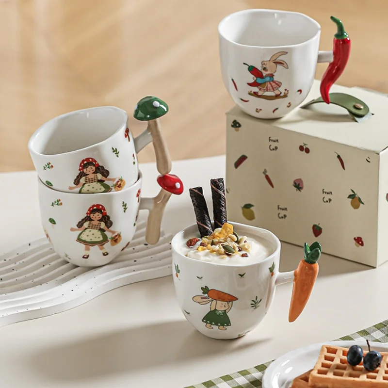 კერამიკული ჭიქა მხიარული ბოსტნეულის ფორმის სახელურით - Image 4