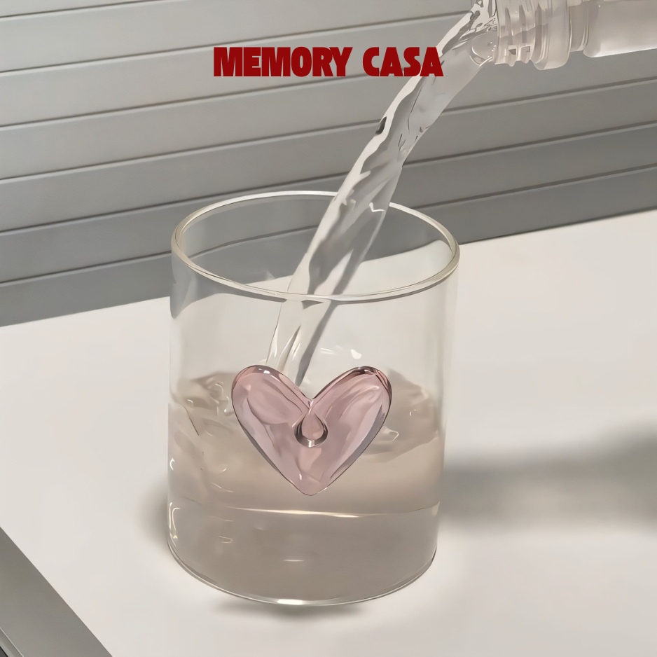 მინის ჭიქა ამობურცული გულის დიზაინით - Image 2