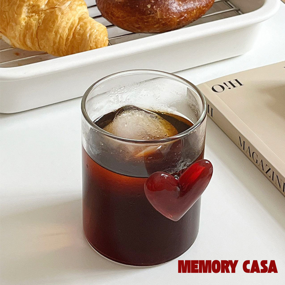 მინის ჭიქა ამობურცული გულის დიზაინით - Image 3